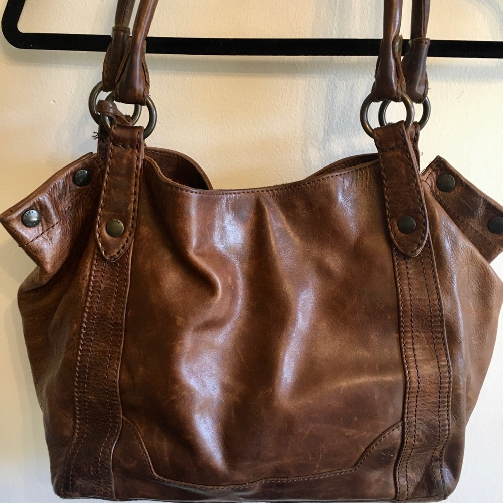 Frye Melissa Shoulder Bag w/Snaps in Cognac